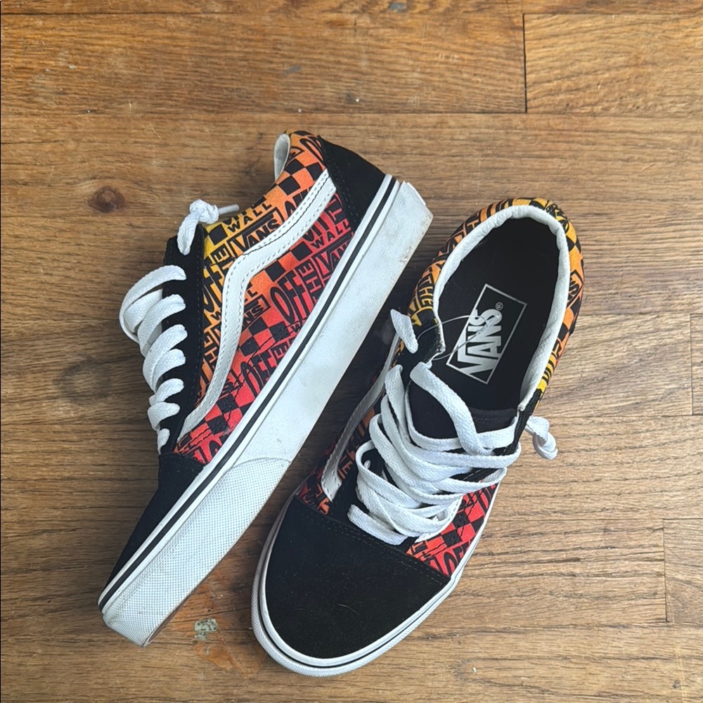 Vans Black and Red Graphic Sneakers